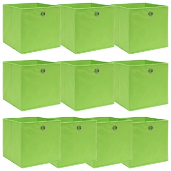 Cajas De Almacenaje 10 Unidades Tela Verde 32x32x32 Cm