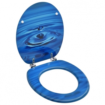 Asiento Wc Y Tapa Mdf Azul Diseño Gotas De Agua Vidaxl