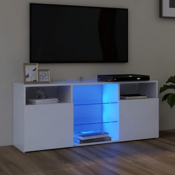 Mueble Para Tv Con Luces Led Blanco 120x30x50 Cm