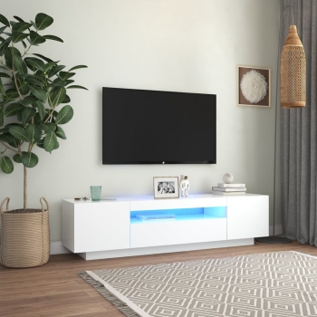 Mueble Para Tv Con Luces Led Blanco 160x35x40 Cm