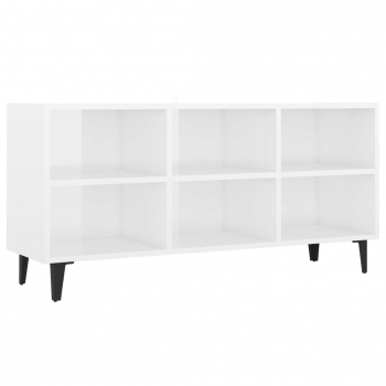 Mueble De Tv Con Patas De Metal Blanco Brillante 103,5x30x50 Cm Vidaxl