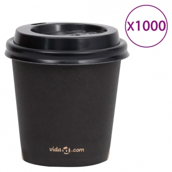 Vasos De Café Con Tapa 120 Ml 1000 Uds Negro Vidaxl