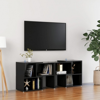 Mueble De Tv Aglomerado Negro Con Brillo 104x30x52 Cm