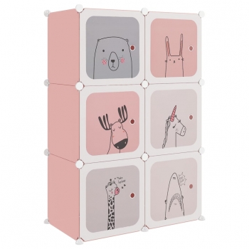 Estantería Infantil De Cubos Con 6 Compartimentos Rosa Pp Vidaxl