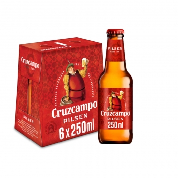 Cerveza Cruzcampo Pilsen pack de 6 botellas de 25 cl.