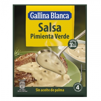 Salsa pimienta verde Gallina Blanca sin aceite de palma sobre 50 g.