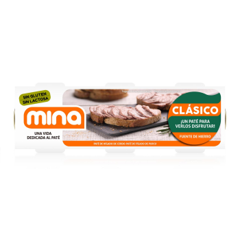 Paté de hígado de cerdo Mina sin gluten y sin lactosa pack de 3 latas de 70 g. 3 x 70 g