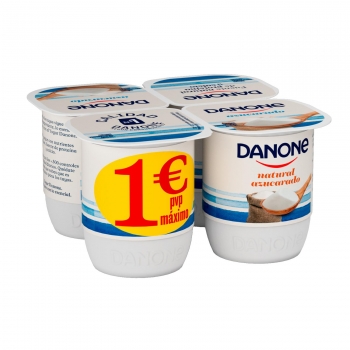 Yogur natural azucarado Danone sin gluten pack de 4 unidades de 120 g.