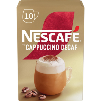 Café soluble cappuccino descafeinado Nescafé Gold pack de 10 unidades de 12,5 g. 10 x 12,5 g