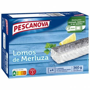Lomos de merluza congelados Pescanova 360 g.