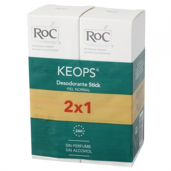 Desodorante stick piel normal Roc Keops pack de 2 unidades de 40 ml.