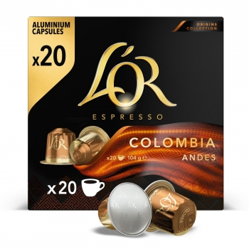 Café Colombia en cápsulas L'Or Espresso compatible con Nespresso 20 unidades de 5,2 g.