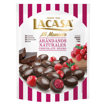 Arándanos naturales cubiertos de chocolate negro Lacasa sin gluten 125 g.