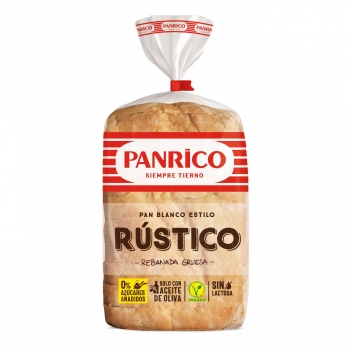 Pan de molde rústico 0% azúcares añadidos y sólo con aceite de oliva Panrico sin lactosa 375 g.