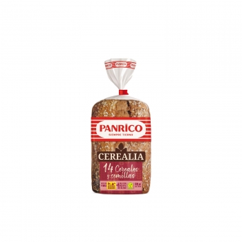 Pan de molde con 14 cereales y semillas 0% azúcares añadidos y sólo con aceite de oliva Cerealia Panrico sin lactosa 435 g.