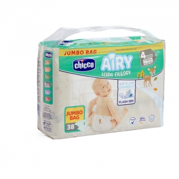 Pañales ultra absorbentes Chicco Airy Maxi T4 (7-18 kg) 38 ud.