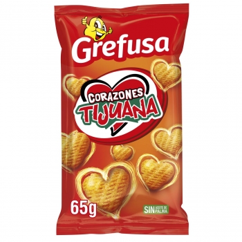 Aperitivo de patata sabor Tijuana Corazones Grefusa 65 g.