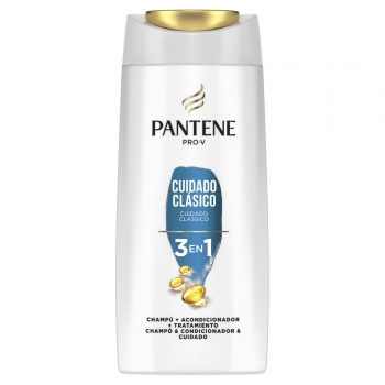 Champú, acondicionador y tratamiento 3en1 Cuidado Clásico pelo de aspecto sano y brillante Pro-V Pantene 675 ml.