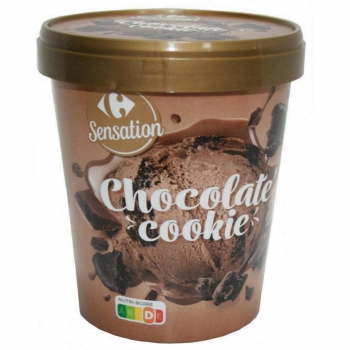 Helado chocolate cookies Sensation Carrefour 300 g.