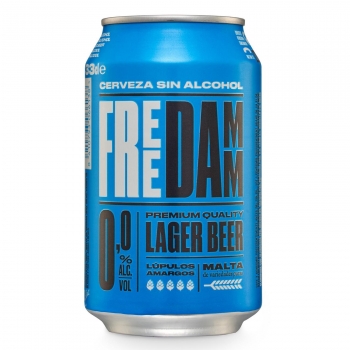 Cerveza Free Damm Lager 0,0 sin alcohol sin gluten lata 33 cl.