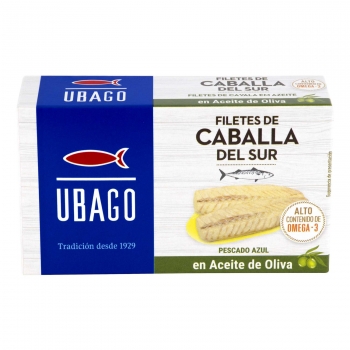 Filetes de caballa del sur en aceite de oliva Ubago 85 g.
