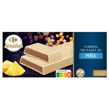 Turrón trufado de piña Carrefour Sensation sin gluten 200 g.