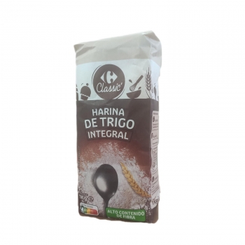 Harina integral de trigo Classic Carrefour 1 kg.