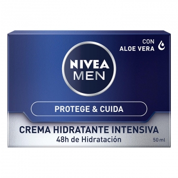 Crema facial hidratante intensiva 48h protección con aloe vera Protege & Cuida Nivea Men 50 ml.
