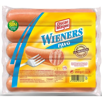 Salchichas de pavo Oscar Mayers Wieners sin gluten y sin lactosa 200 g.
