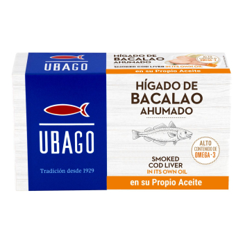 Hígado de bacalao ahumado en su propio aceite Ubago 115 g.