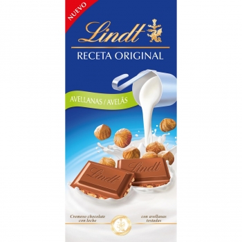 Chocolate con leche y avellanas receta original Lindt 125 g.