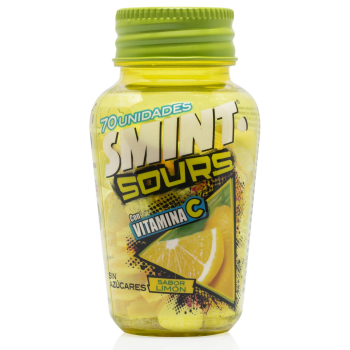 Caramelos comprimidos sabor limón con vitamina C Sours Smint sin gluten y sin azúcar 70 ud.