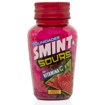Caramelos comprimidos sabor fresa con vitamina C Sours Smint sin gluten y sin azúcar 70 ud.