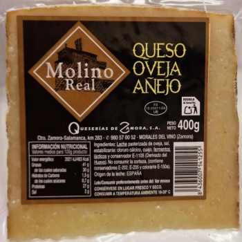 Queso de oveja añejo en cuña Molino Real 400 g.