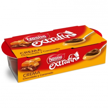 Crema de chocolate y caramelo Extrafino Nestlé pack de 2 unidades de 70 g.