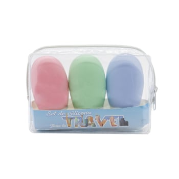 Set de viaje botella de silicona Becasan Nature pack de 3 unidades de 60 ml. 3 x 60 ml