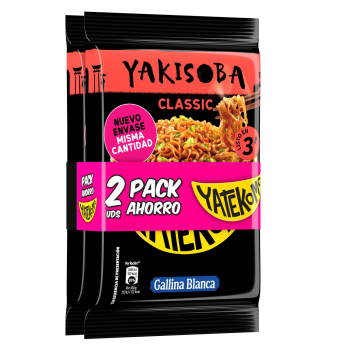 Fideos orientales sabor clasico Yakisoba Gallina Blanca pack de 2 unidades de 93 g. 2 x 93 g