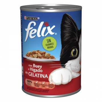 Comida húmeda de buey y pollo en gelatina para gato adulto Purina Felix 400 g