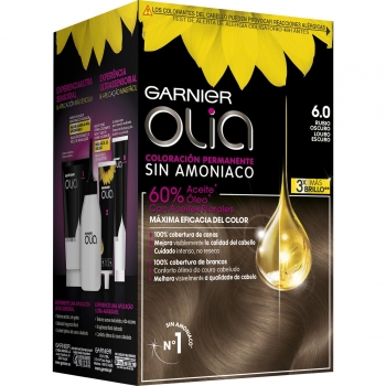 Coloración permanente sin amoniaco para un olor agradable tono 6.0 rubio oscuro Garnier Olia 1 ud.