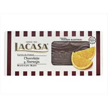 Turrón praliné de naranja Lacasa sin gluten 225 g.