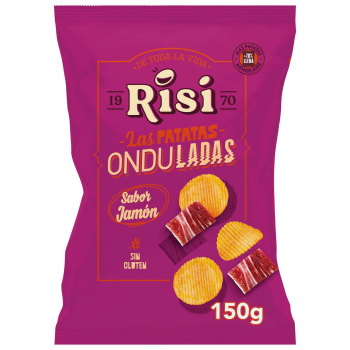 Patatas fritas onduladas sabor jamón Risi sin gluten 150 g.