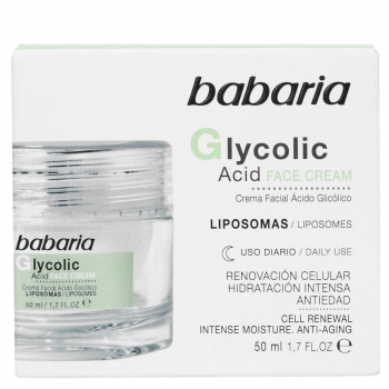 Crema facial ácido glicólico renovación celular hidratación intensa antiedad Babaria 50 ml.