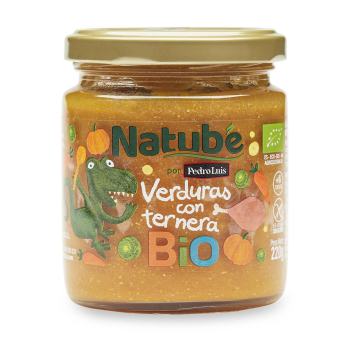 Tarrito de verduras con ternera desde 6 meses ecológico Natube sin gluten 220 g.