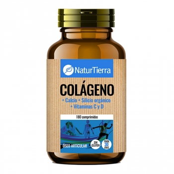 Colágeno con magnesio + calcio + sicilio + vitaminas C y D en comprimidos NaturTierra sin gluten 180 ud.