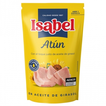 Trozos de atún en aceite de girasol Isabel doy pack 62 g.