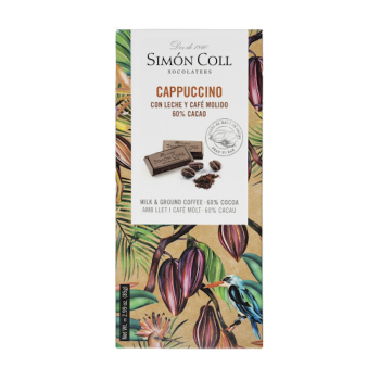 Chocolate con leche y café 60% cacao Capuccino Simón Coll sin gluten 85 g.
