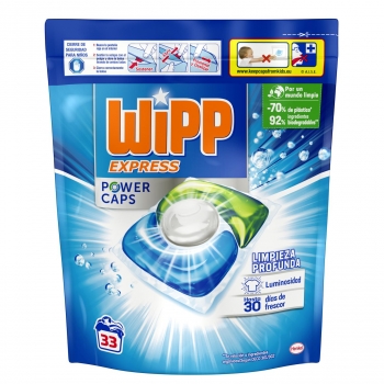Detergente en capsulas limpieza profunda Power Caps Wipp Express 33 ud.