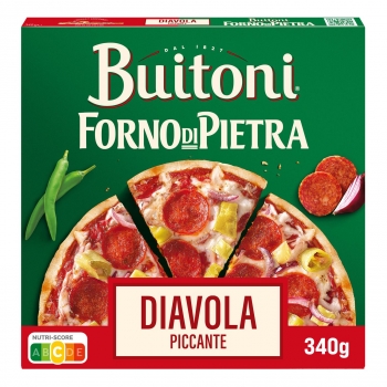 Pizza diavola picante fina y crujiente Forno di Pietra Buitoni 365 g.