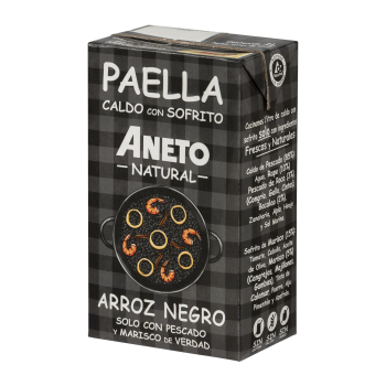 Caldo natural para arroz negro con sofrito de pescado y marisco Aneto sin gluten y sin lactosa brik 1 l.