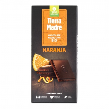 Chocolate negro 70% con naranja ecológico Intermón Oxfam  100 g.